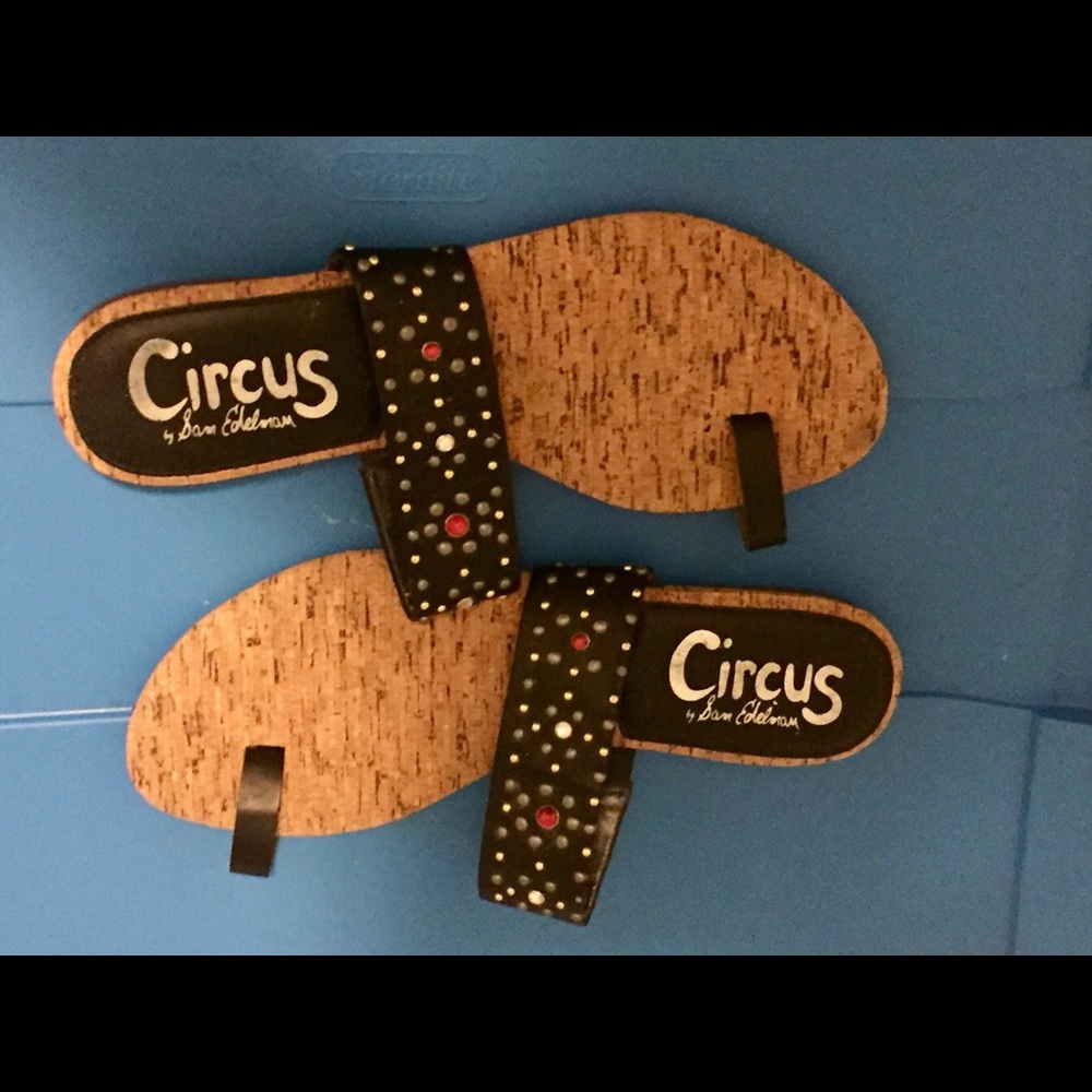 Fetching black leather studded sandals. Brand new!